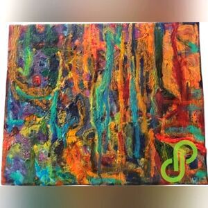 Paint poured canvas